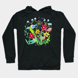 Summer flowers and bird Hoodie